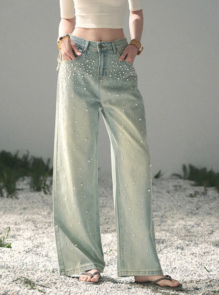 Dewdrop Denim Pants - Light Blue