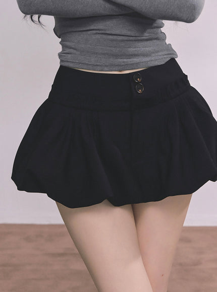 Bubble Hem Mini Skort - Black
