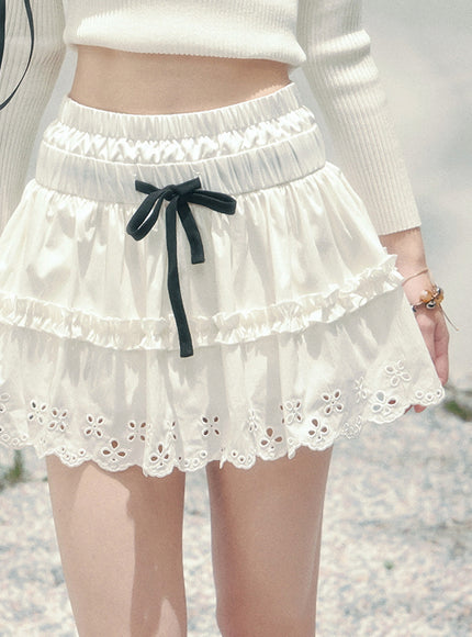 Coquette Ballerina Lace Ruffle Skirt