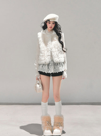 Ivory Fleece Charm Vest