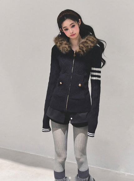 Faux Fur Academy Jacket - Black