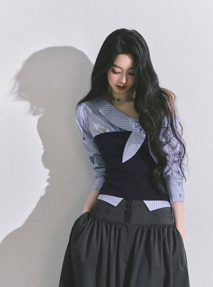 Sculpted Ribbon Top - Blue