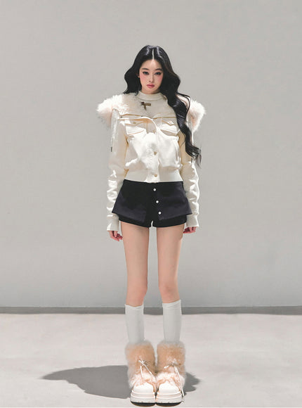 Urban Fur Accent Jacket - White