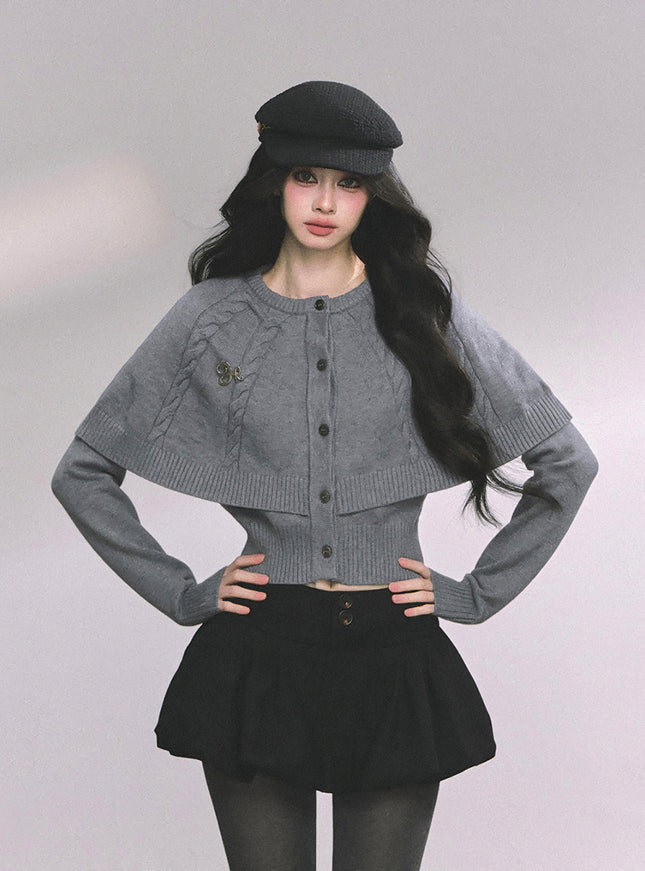 Parisienne Cape Cardigan - Gray
