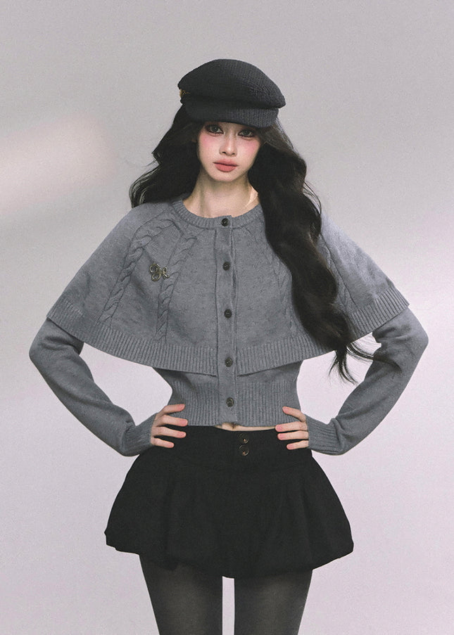 Parisienne Cape Cardigan - Gray