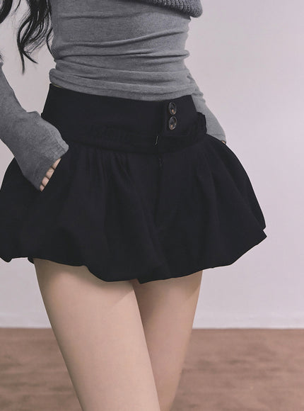 Bubble Hem Mini Skort - Black