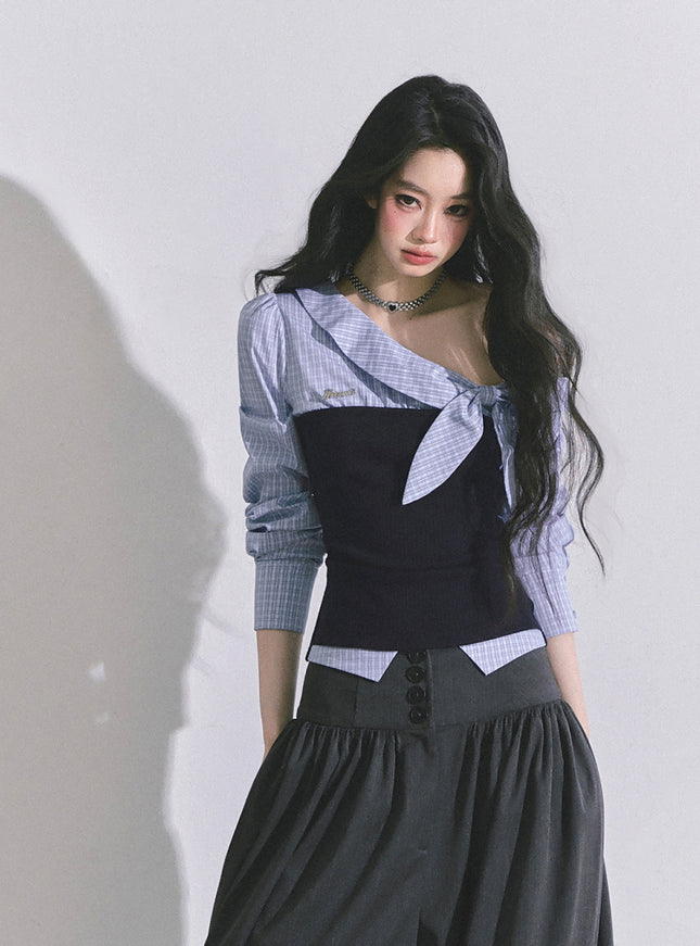 Sculpted Ribbon Top - Blue