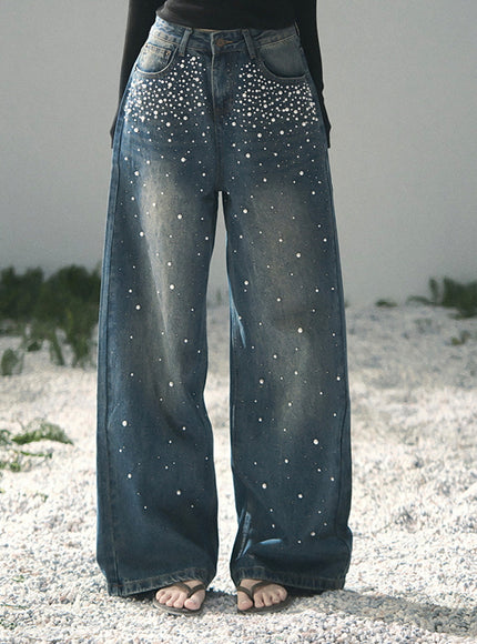 Dewdrop Denim Pants - Dark Blue