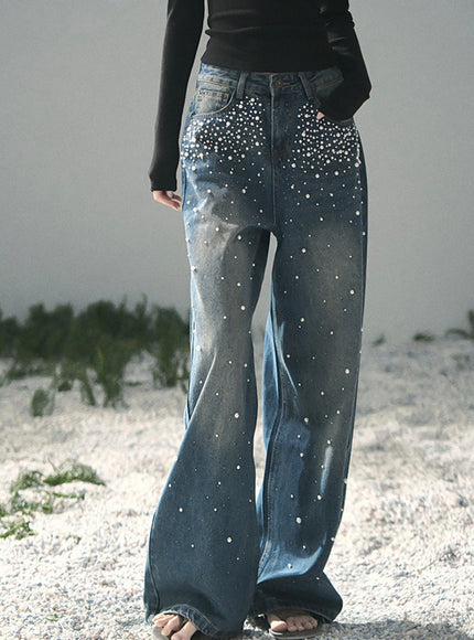 Dewdrop Denim Pants - Dark Blue