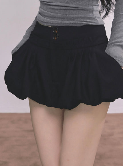 Bubble Hem Mini Skort - Black