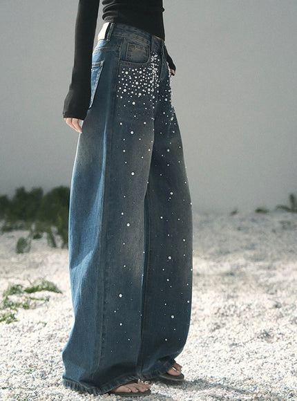 Dewdrop Denim Pants - Dark Blue