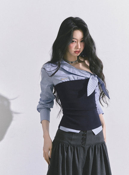 Sculpted Ribbon Top - Blue