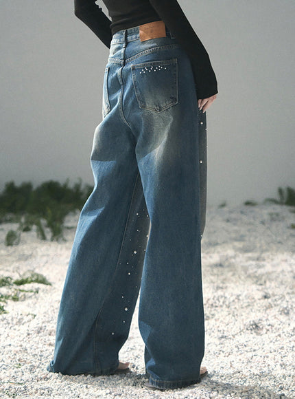 Dewdrop Denim Pants - Dark Blue
