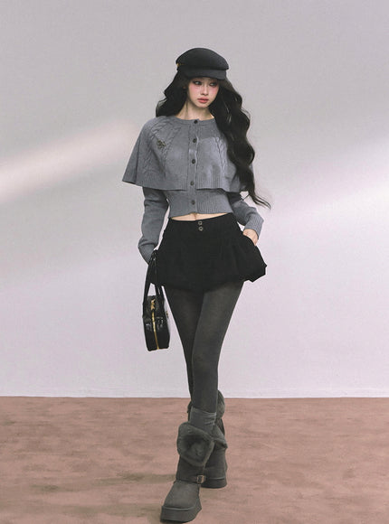 Parisienne Cape Cardigan - Gray