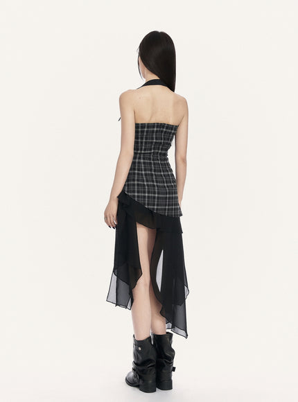 Phantom Plaid Layer Mini Dress