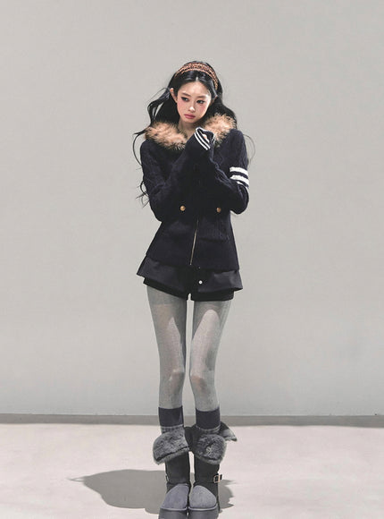 Faux Fur Academy Jacket - Black