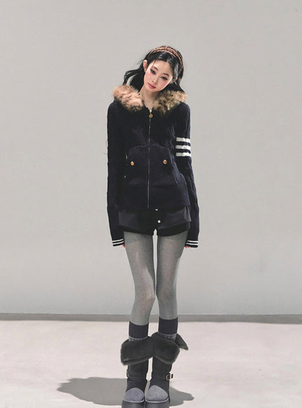 Faux Fur Academy Jacket - Black