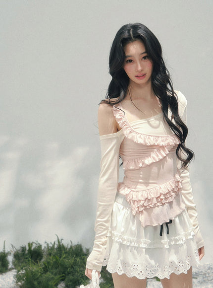 Blush Ruffle Layer Top