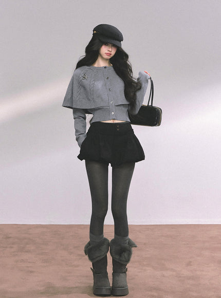 Parisienne Cape Cardigan - Gray