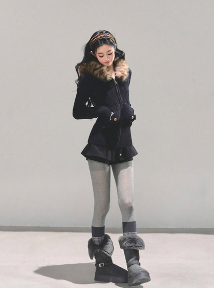 Faux Fur Academy Jacket - Black