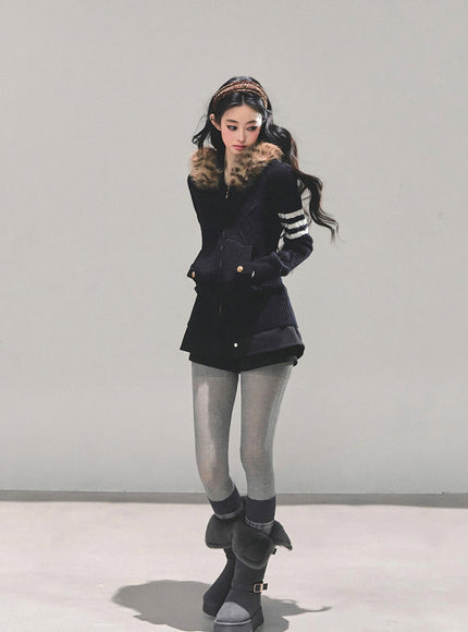 Faux Fur Academy Jacket - Black