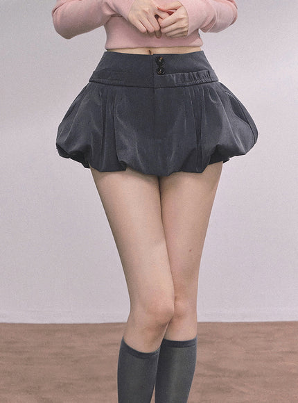 Bubble Hem Mini Skort - Gray