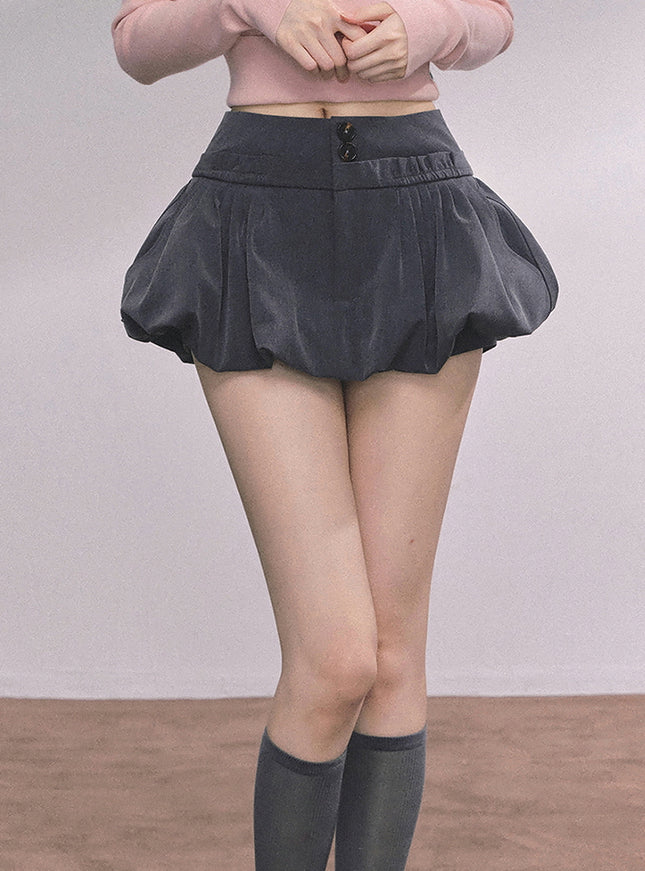 Bubble Hem Mini Skort - Gray