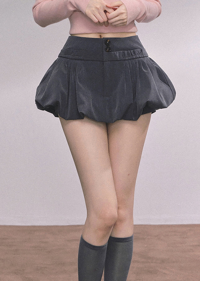 Bubble Hem Mini Skort - Gray