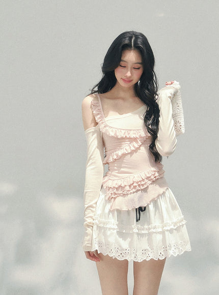 Blush Ruffle Layer Top