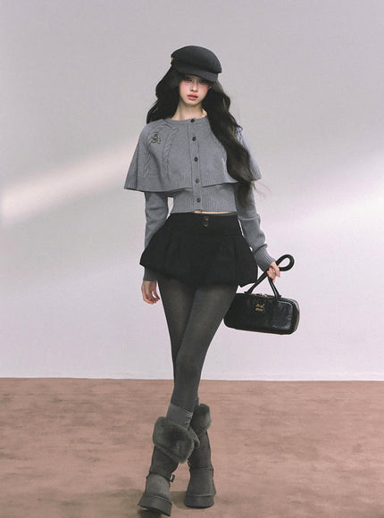 Parisienne Cape Cardigan - Gray