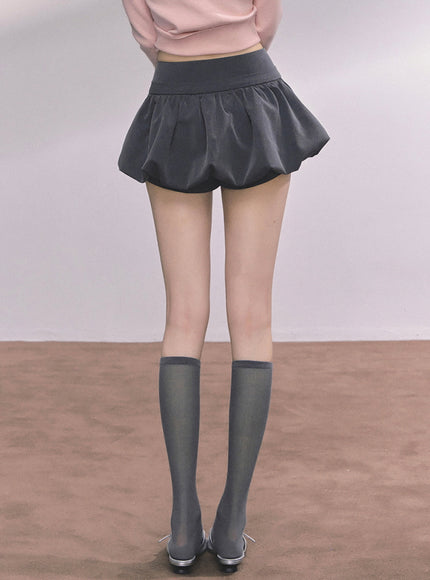 Bubble Hem Mini Skort - Gray