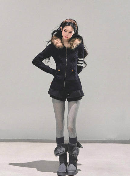 Faux Fur Academy Jacket - Black