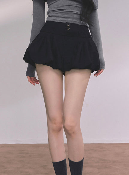 Bubble Hem Mini Skort - Black