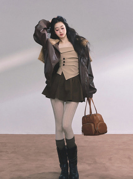 Café Aero Leather Jacket