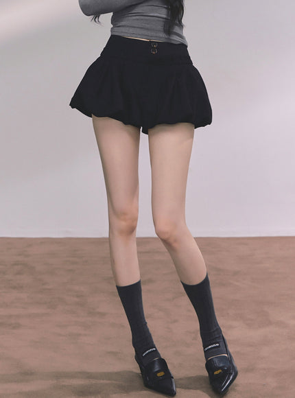 Bubble Hem Mini Skort - Black