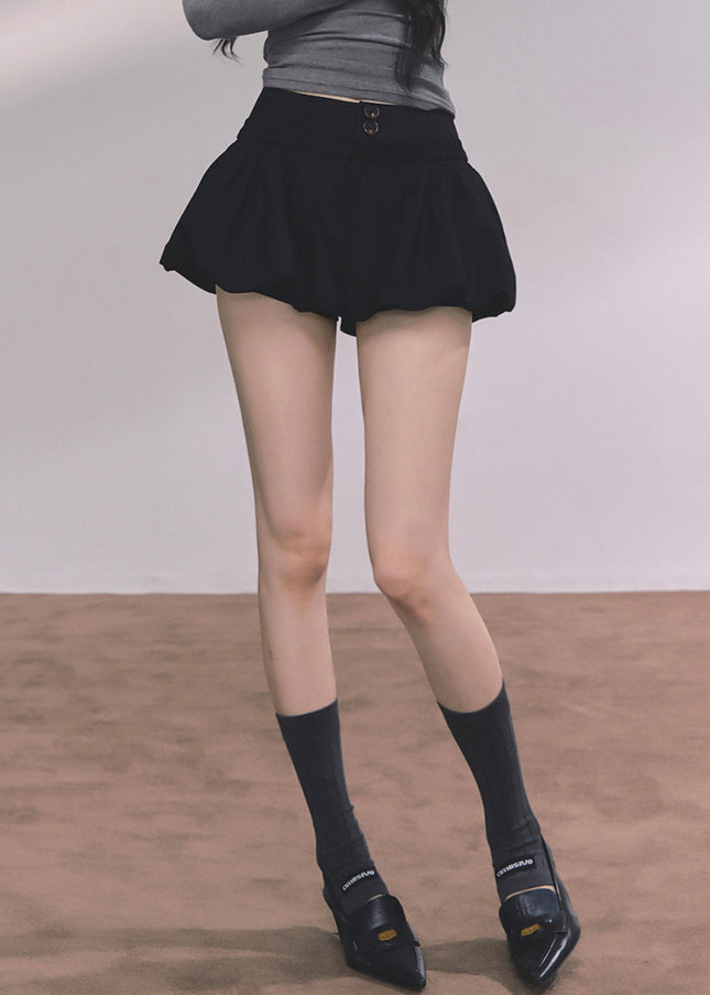 Bubble Hem Mini Skort - Black