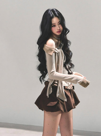 Street Check Overlay Shorts - Brown