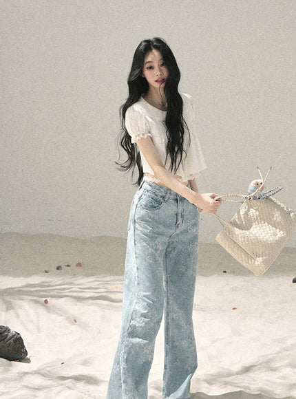 Milk Veil Crop Blouse