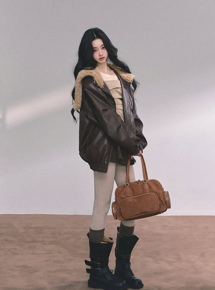 Café Aero Leather Jacket