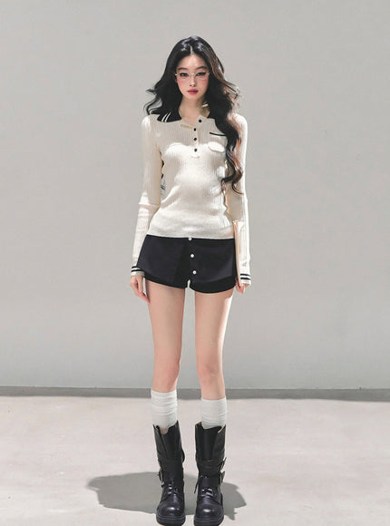 Layered Skort Shorts - Black