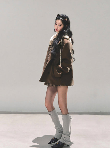 Urban Hooded Oversize Blazer - Brown