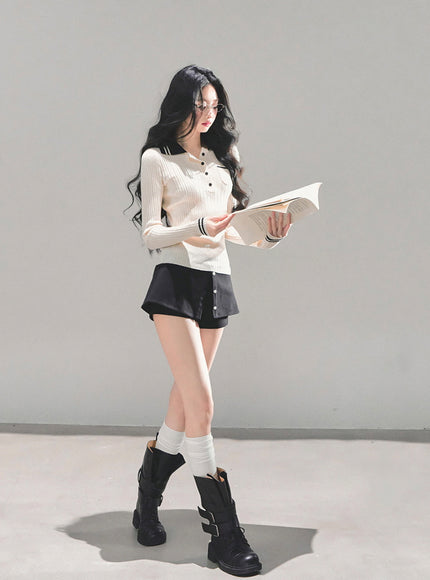 Layered Skort Shorts - Black