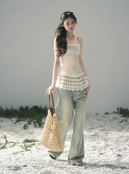 Dewdrop Denim Pants - Light Blue