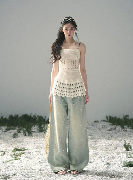 Dewdrop Denim Pants - Light Blue