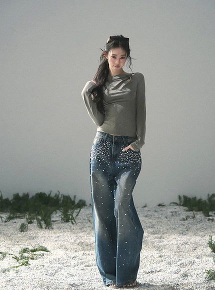 Dewdrop Denim Pants - Dark Blue
