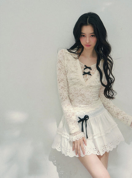 Coquette Ballerina Lace Ruffle Skirt