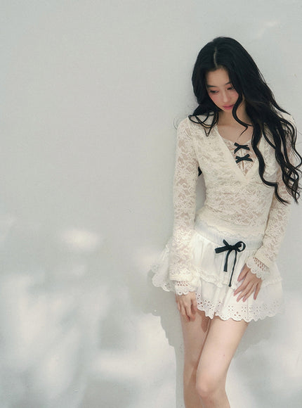 Coquette Ballerina Lace Ruffle Skirt