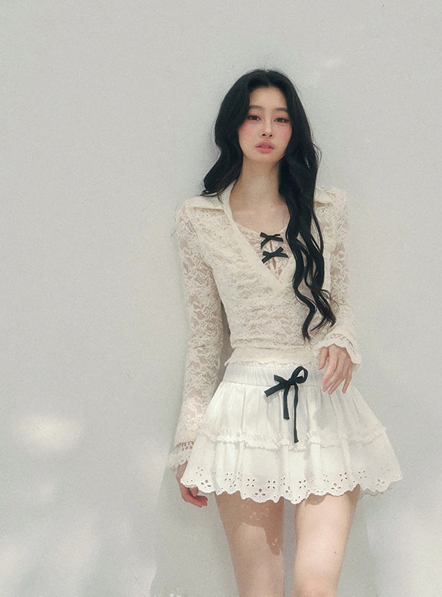 Coquette Ballerina Lace Ruffle Skirt