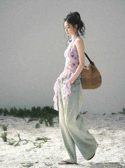 Dewdrop Denim Pants - Light Blue