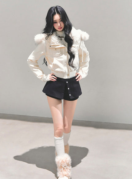 Layered Skort Shorts - Black